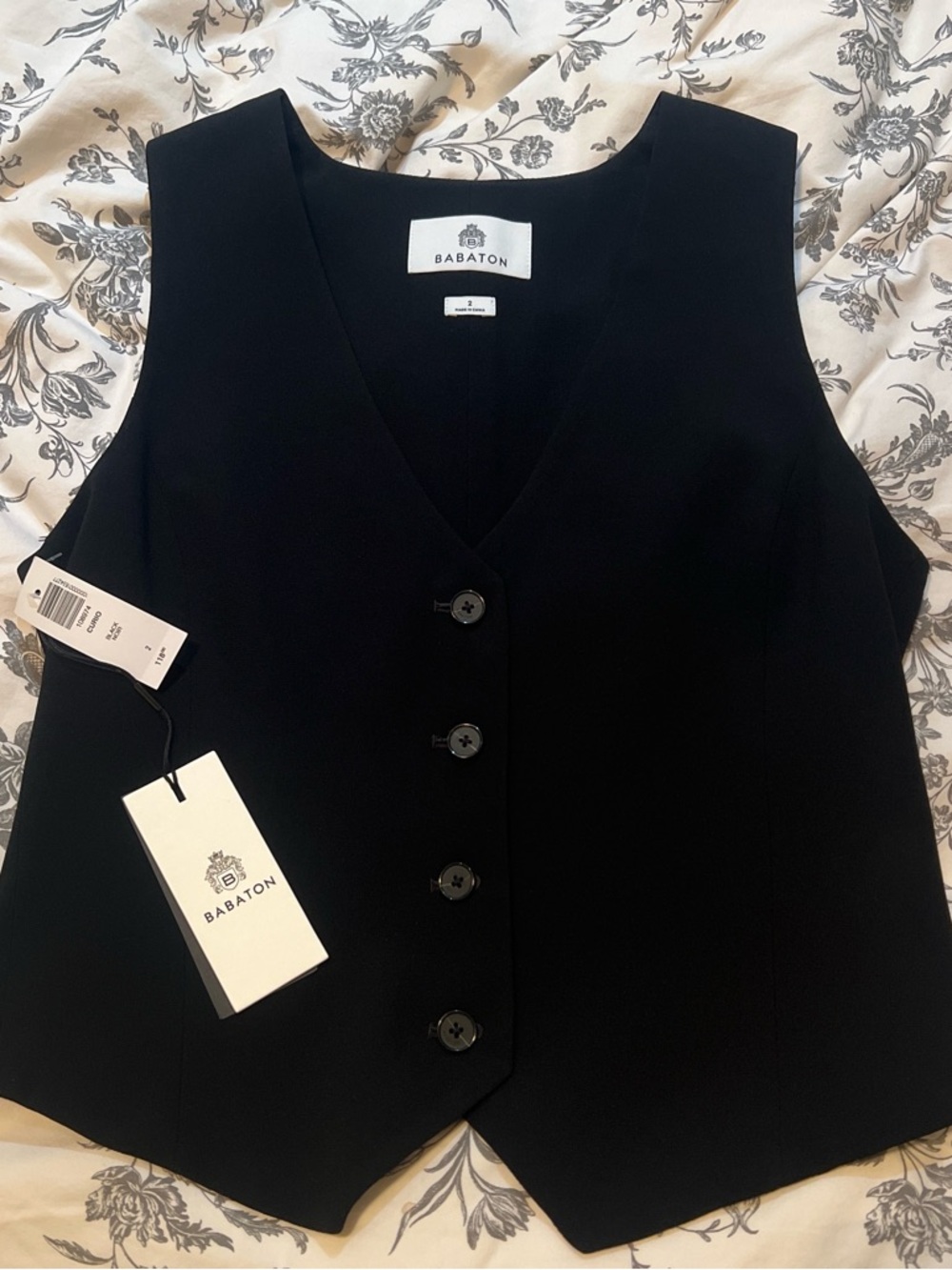 Babaton Black Tailored Button-Front Vest